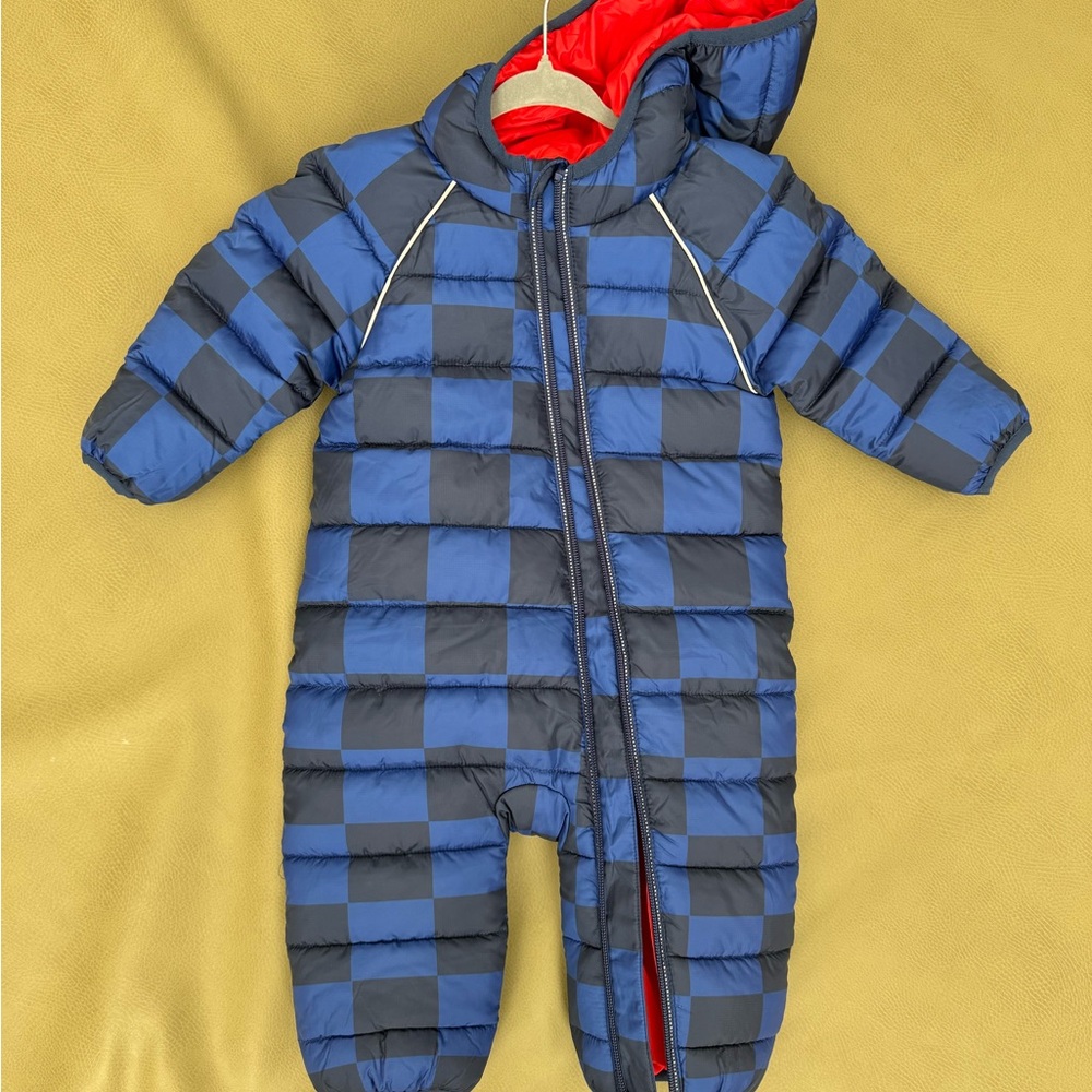 Hanna Andersson Insulated checkered full zip snow suit
